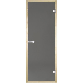 Дверь стеклянная HARVIA 8х21 коробка ольха, стекло серое